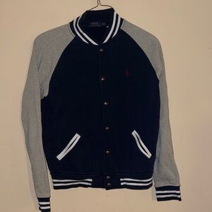 Polo by Ralph Lauren Men's Navy & Gray Varsity Jacket Medium